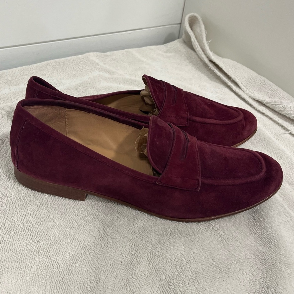 Polo by RALPH LAUREN burgundy suede penny loafers - 8.5 - Picture 3 of 7